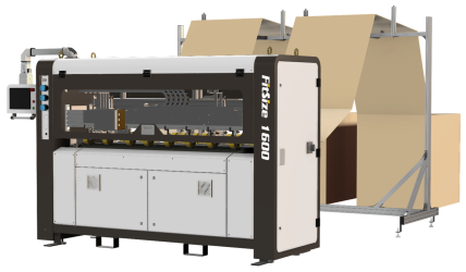 The box making machine is custom size corrugated box producing equipment. A box can be made ANYTIME when it is required reducing box warehouse management. Just select a box type on the touch screen and a box with the right size is then produced. Products can only be packaged with standard but bigger boxes BEFORE but they can be packaged with the right-sized boxes with high efficiency for any kinds of industries NOW.