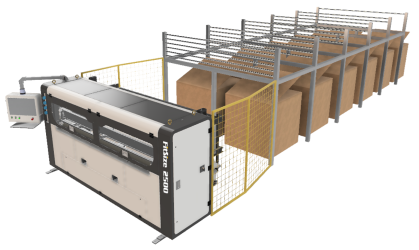 The box making machine is custom size corrugated box producing equipment. A box can be made ANYTIME when it is required reducing box warehouse management. Just select a box type on the touch screen and a box with the right size is then produced. Products can only be packaged with standard but bigger boxes BEFORE but they can be packaged with the right-sized boxes with high efficiency for any kinds of industries NOW.